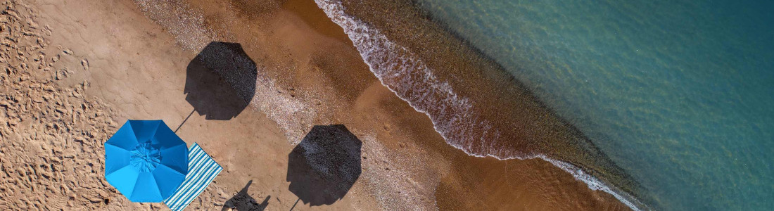 Aerial Beach Umbrellas Presque Isle July 2023 Gibbens WEB