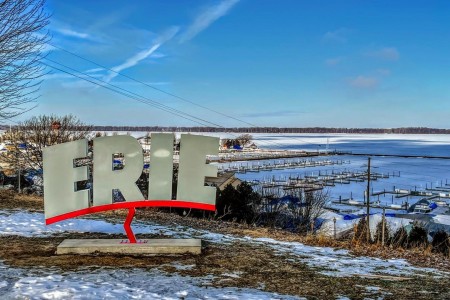 Erie Sign Winter lake erie photo