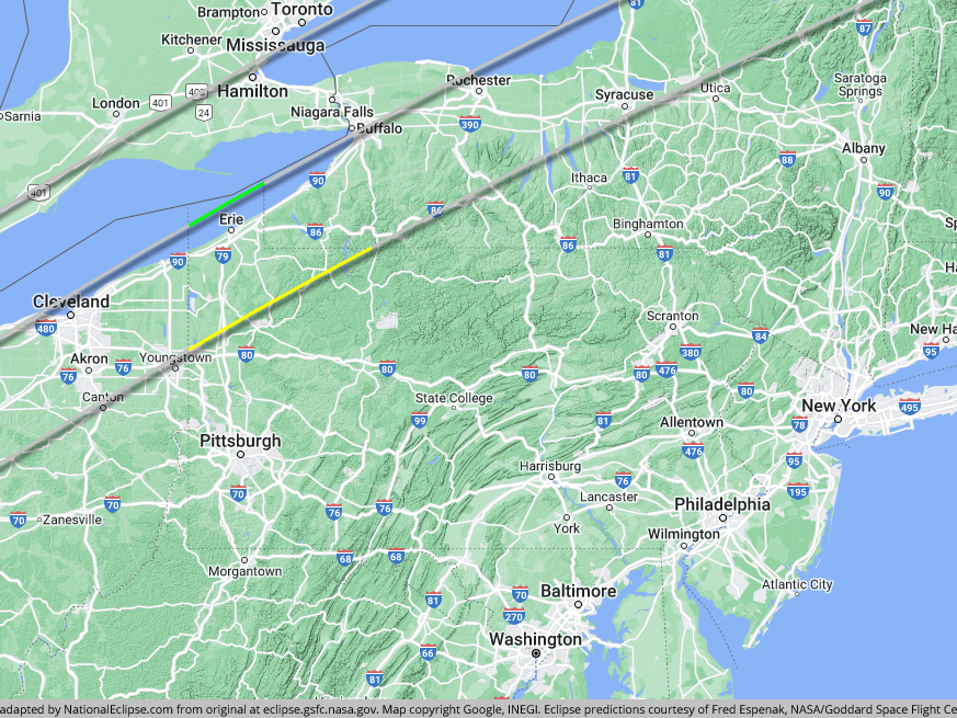 Eclipse Path 2024 Erie Pennsylvania Map Emmey Iormina