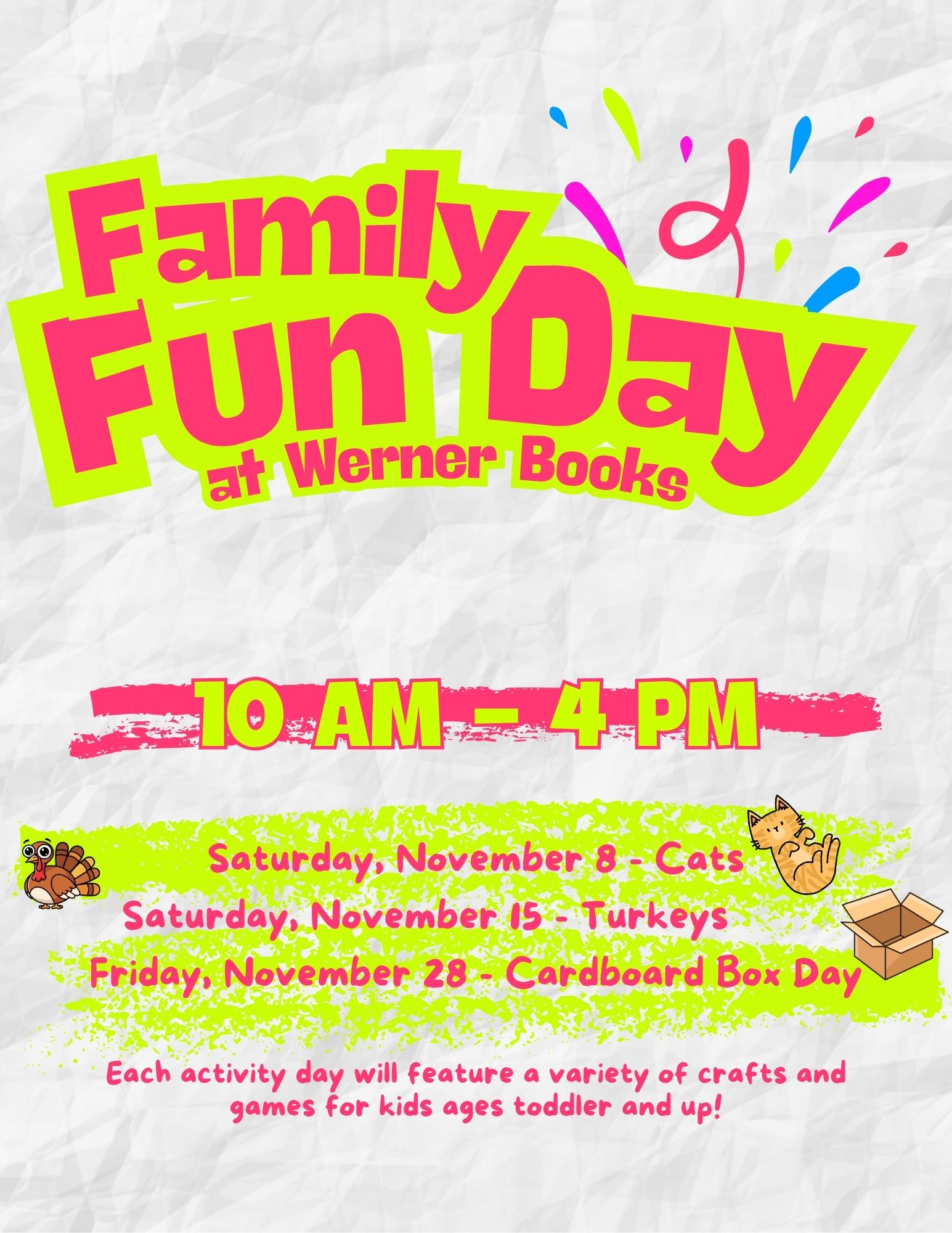 Family Fun Days at Werner Books & Coffee